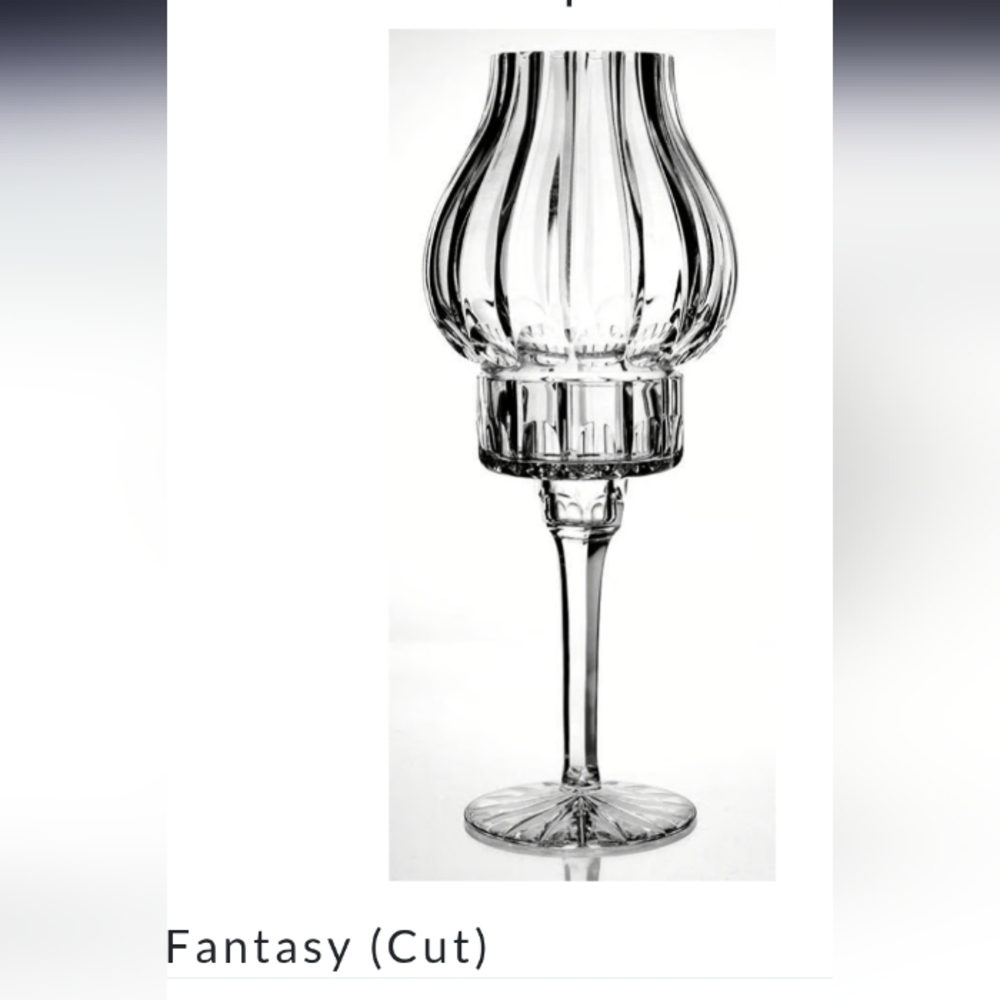 Vintage Fantasy (Cut) By Atlantis Hurricane Lamp & Globe 12 5/8"